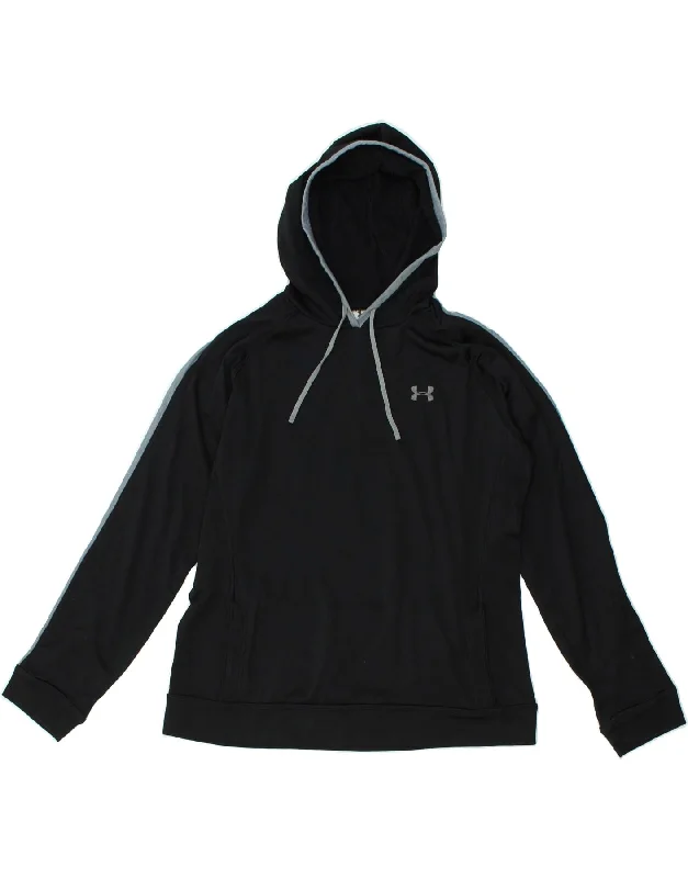 UNDER ARMOUR Womens Hoodie Jumper UK 16 Large Black Polyester Hoodie with Embroidery Detailed Premium UNDER ARMOUR Womens Hoodie Jumper UK 16 Large Black Polyester Hoodie with Embroidery Detailed Premium