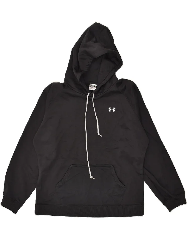 UNDER ARMOUR Womens Hoodie Jumper UK 16 Large Black Polyester Hoodie with Front Slit Layering Stylish UNDER ARMOUR Womens Hoodie Jumper UK 16 Large Black Polyester Hoodie with Front Slit Layering Stylish