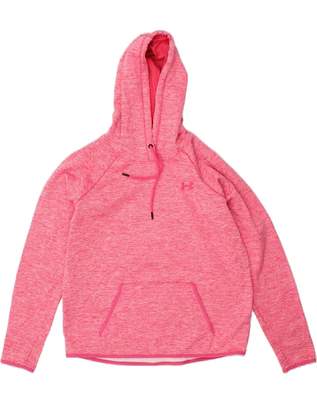 UNDER ARMOUR Womens Hoodie Jumper UK 16 Large Pink Flecked Polyester Hoodie with Lining Warm Insulated UNDER ARMOUR Womens Hoodie Jumper UK 16 Large Pink Flecked Polyester Hoodie with Lining Warm Insulated