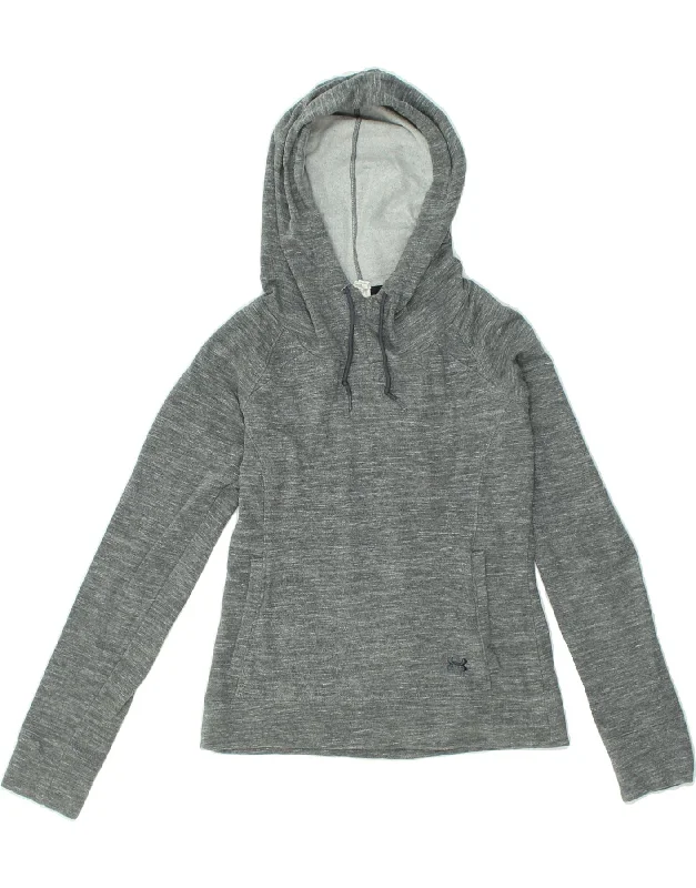 UNDER ARMOUR Womens Hoodie Jumper UK 6 XS Grey Flecked Cotton Hoodie with Button Classic Timeless UNDER ARMOUR Womens Hoodie Jumper UK 6 XS Grey Flecked Cotton Hoodie with Button Classic Timeless