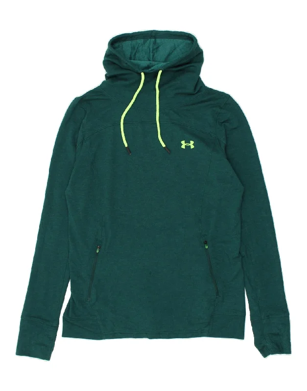 UNDER ARMOUR Womens Roll Neck Sweatshirt Jumper UK 14 Medium Green Hoodie with Back Slit Movement Comfort UNDER ARMOUR Womens Roll Neck Sweatshirt Jumper UK 14 Medium Green Hoodie with Back Slit Movement Comfort