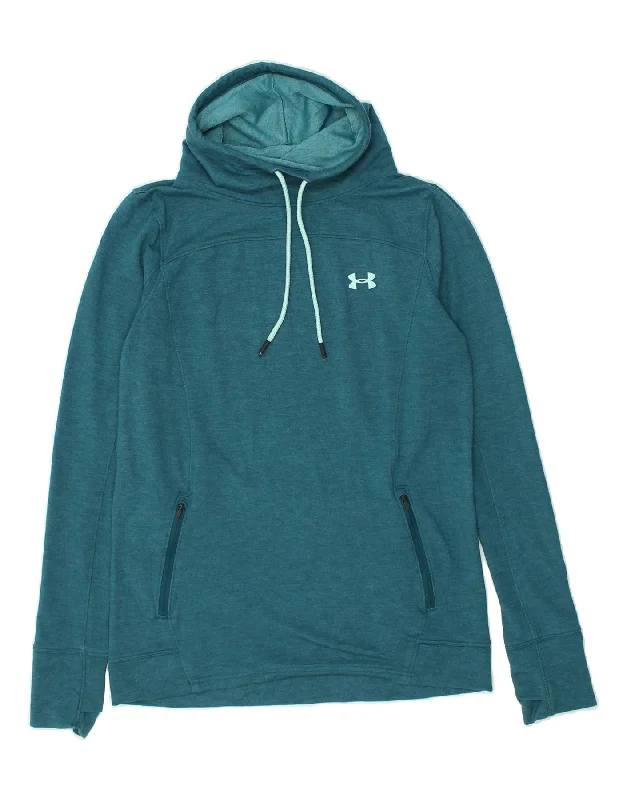UNDER ARMOUR Womens Roll Neck Sweatshirt Jumper UK 14 Medium Turquoise Hoodie with Belted Waist Structured Tailored UNDER ARMOUR Womens Roll Neck Sweatshirt Jumper UK 14 Medium Turquoise Hoodie with Belted Waist Structured Tailored
