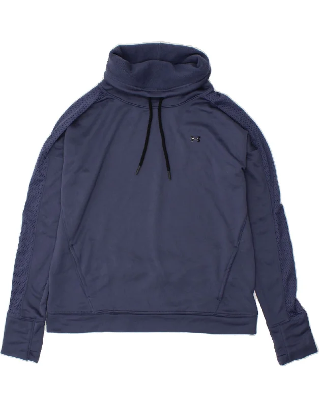 UNDER ARMOUR Womens Roll Neck Sweatshirt Jumper UK 16 Large Blue Polyester Hoodie with Sequins Glamorous Eye-catching UNDER ARMOUR Womens Roll Neck Sweatshirt Jumper UK 16 Large Blue Polyester Hoodie with Sequins Glamorous Eye-catching