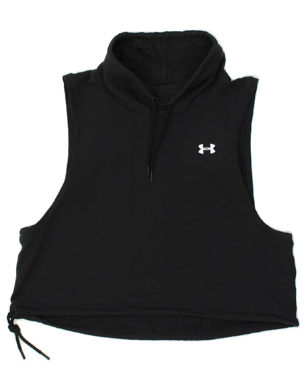 UNDER ARMOUR Womens Sleeveless Roll Neck Sweatshirt Jumper UK 18 XL Black Hoodie with High-Low Hem Asymmetrical Trendy UNDER ARMOUR Womens Sleeveless Roll Neck Sweatshirt Jumper UK 18 XL Black Hoodie with High-Low Hem Asymmetrical Trendy