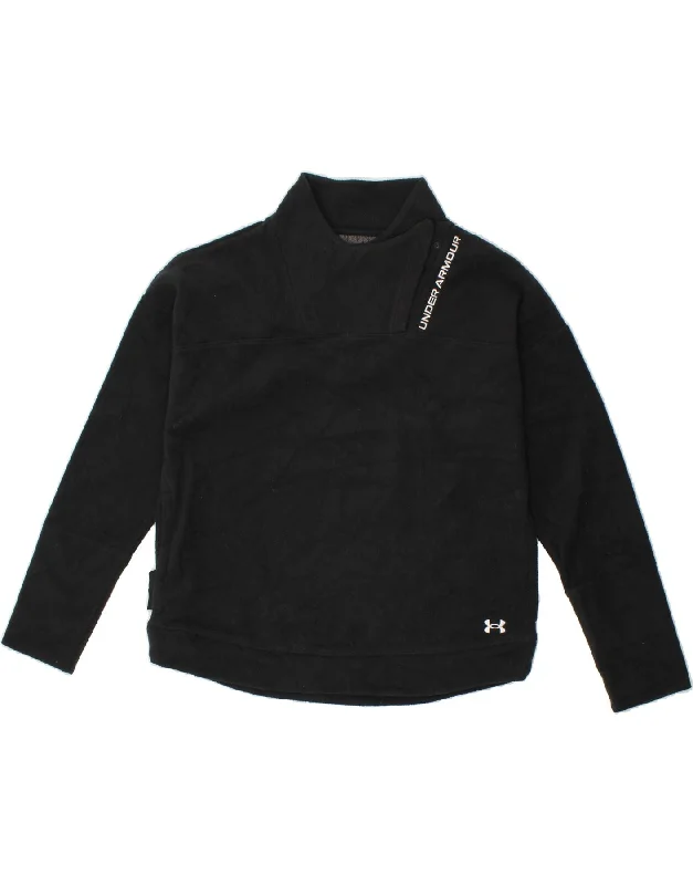 UNDER ARMOUR Womens Sweatshirt Jumper UK 16 Large Black Polyester Hoodie with Monochrome Minimalist Simple UNDER ARMOUR Womens Sweatshirt Jumper UK 16 Large Black Polyester Hoodie with Monochrome Minimalist Simple