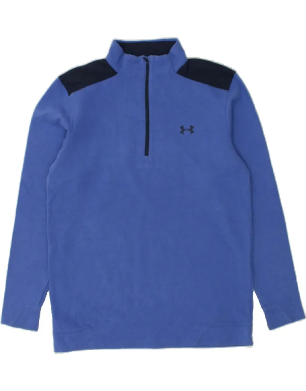 UNDER ARMOUR Womens Zip Neck Sweatshirt Jumper UK 14 Medium Blue Hoodie with Hem Fringe Bohemian Relaxed UNDER ARMOUR Womens Zip Neck Sweatshirt Jumper UK 14 Medium Blue Hoodie with Hem Fringe Bohemian Relaxed