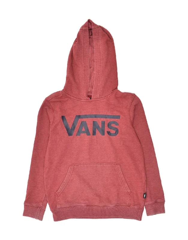VANS Womens Graphic Hoodie Jumper UK 10 Small Pink Cotton Hoodie with Pocket Utility Practical VANS Womens Graphic Hoodie Jumper UK 10 Small Pink Cotton Hoodie with Pocket Utility Practical