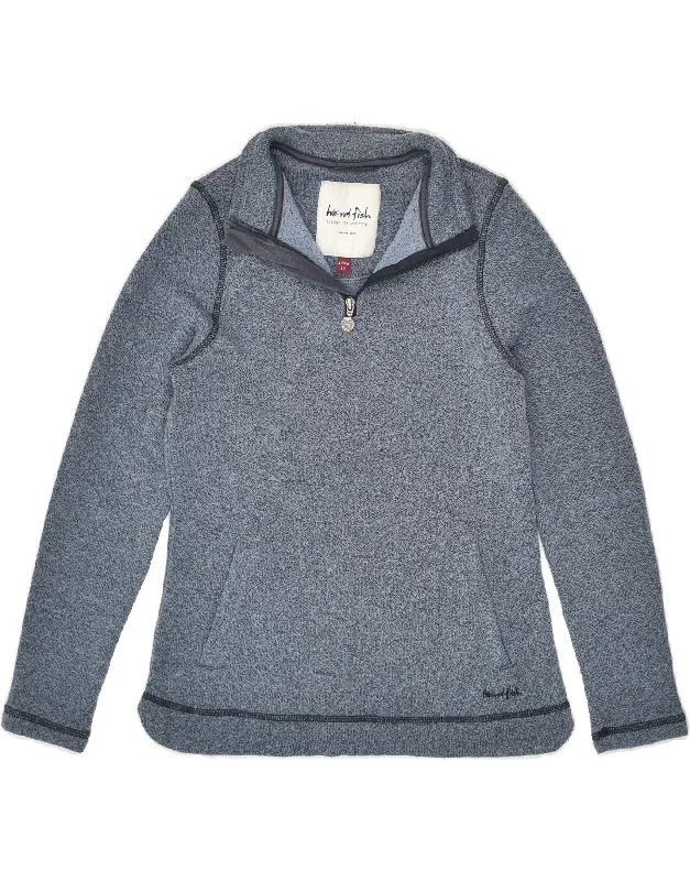 WEIRD FISH Womens Zip Neck Sweatshirt Jumper UK 12 Medium Blue Flecked Hoodie with Lace Feminine Delicate WEIRD FISH Womens Zip Neck Sweatshirt Jumper UK 12 Medium Blue Flecked Hoodie with Lace Feminine Delicate