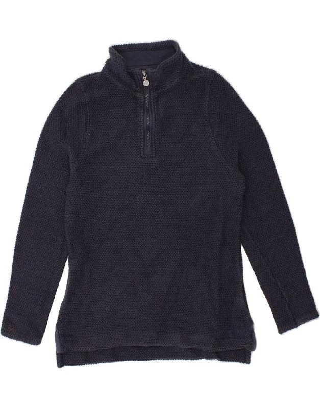 WEIRD FISH Womens Zip Neck Sweatshirt Jumper UK 12 Medium Navy Blue Hoodie with Hem Embroidery Detailed Premium WEIRD FISH Womens Zip Neck Sweatshirt Jumper UK 12 Medium Navy Blue Hoodie with Hem Embroidery Detailed Premium