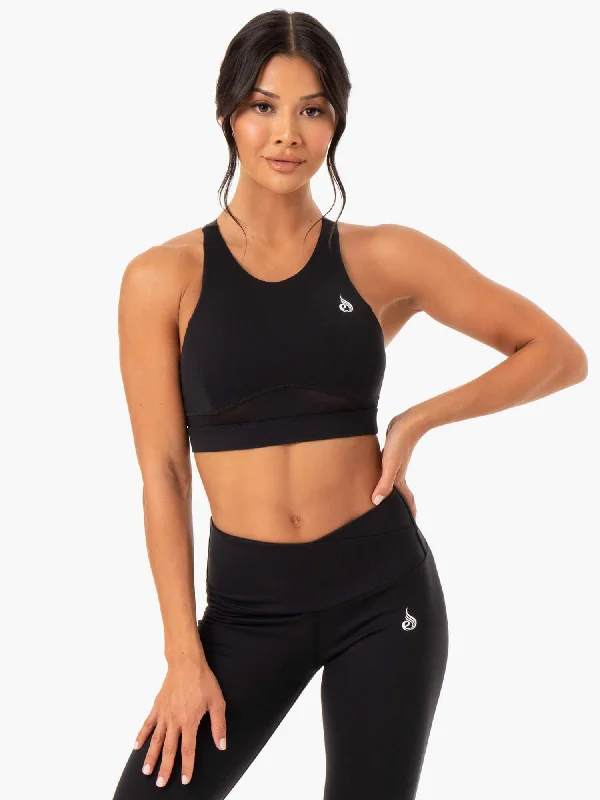 Amazon Mesh Sports Bra - Black Adjustable Comfort Bra