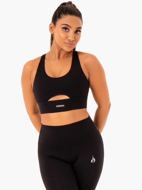 Base Racer Back Sports Bra - Black Push-Up Wireless Bra