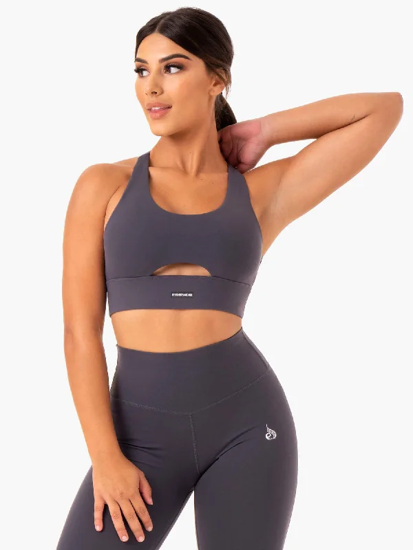Base Racer Back Sports Bra - Charcoal Daily Comfort Bra