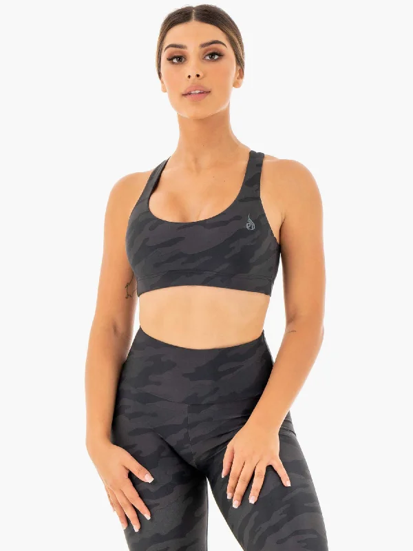 Camo Sports Bra - Black Camo Soft Cup Bra