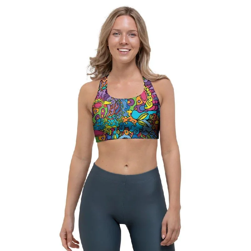 Demon Psychedelic Sports Bra Sexy Mesh Bralette