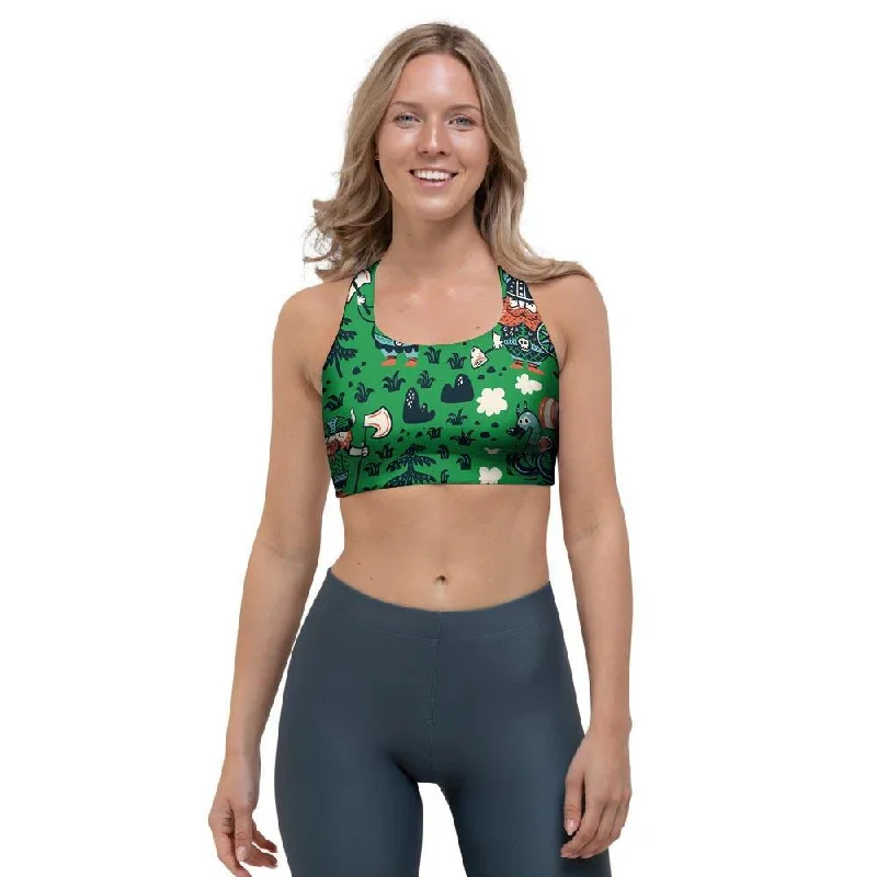 Drakkar Dragon Viking Sports Bra Lightweight Cotton Bra