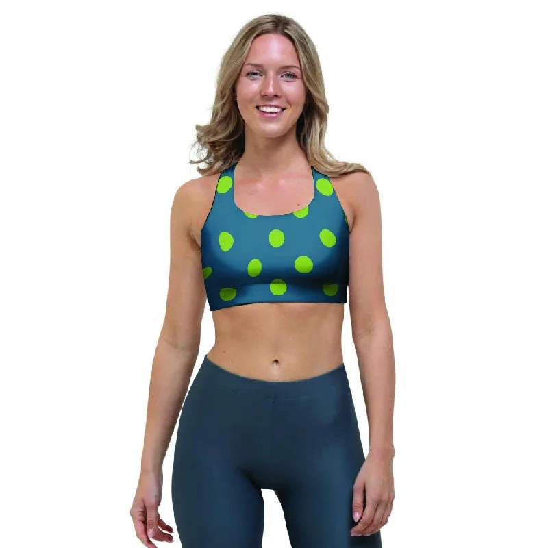 Emerald Green Polka Dot Sports Bra Light Seamless Bra