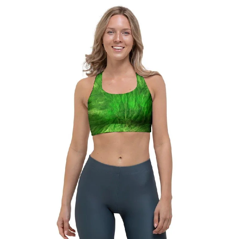 Emerald Green Tie Dye Sports Bra Breathable Comfort Bra