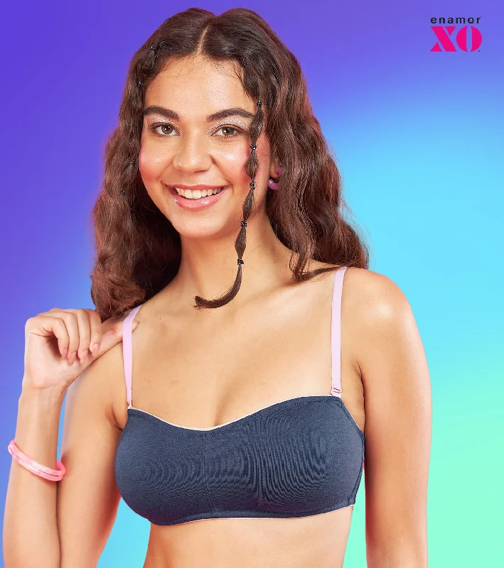 Enamor XO Denim Blue Non-Wired Non Padded Multiway Bra - Nella Lacy Underwire Bra