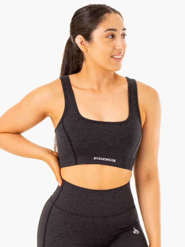 Enhance Seamless Sports Bra - Black Elegant Satin Bralette