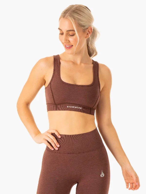 Enhance Seamless Sports Bra - Chocolate Stretchy Full Coverage