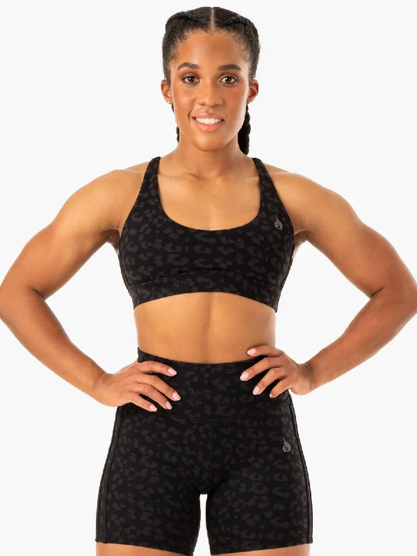 Evolution Sports Bra - Black Leopard Sexy Mesh Bralette