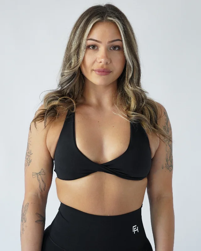 Flex Twist Sports Bra - Black Stylish Lace Bralette