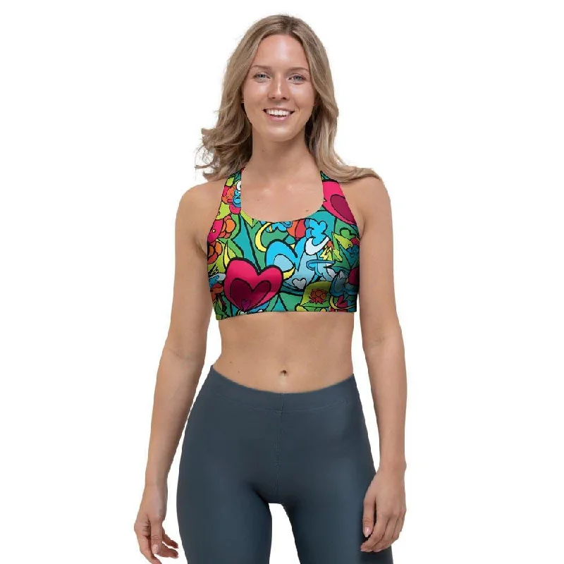 Floral Psychedelic Sports Bra Seamless Bra Design