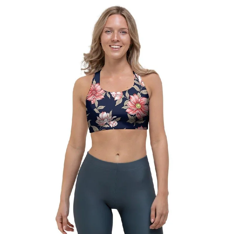 Floral Rose Print Sports Bra Soft Strapless Bra