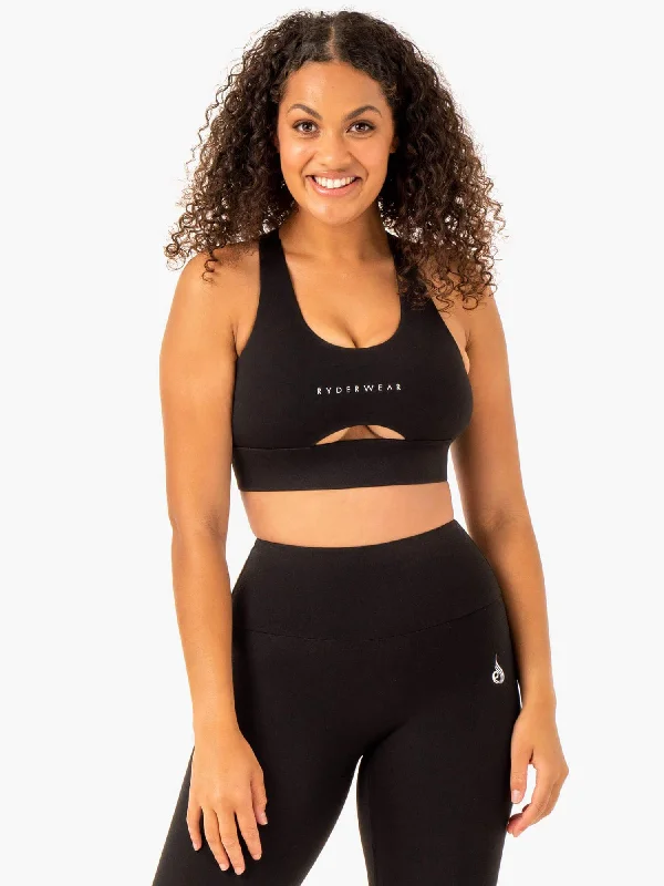 Focus Contour Sports Bra - Black High-Cut Bra Design