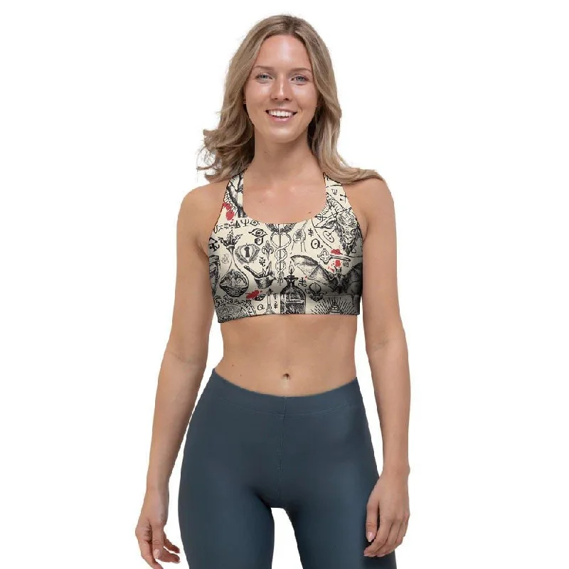 Freemason Satanic Gothic Witch Sports Bra Wireless Lace Bra