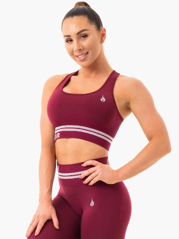 Freestyle Seamless Longline Sports Bra - Burgundy Simple Wireless Bra