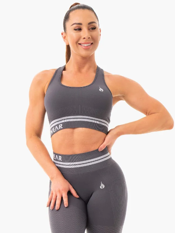 Freestyle Seamless Longline Sports Bra - Charcoal High-Cut Bra Design