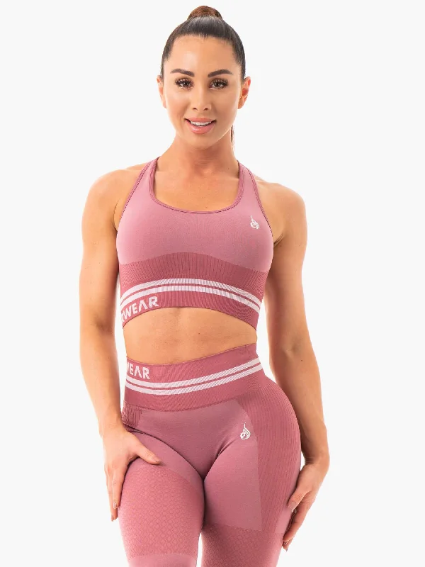 Freestyle Seamless Longline Sports Bra - Dusty Pink Sexy Mesh Bralette