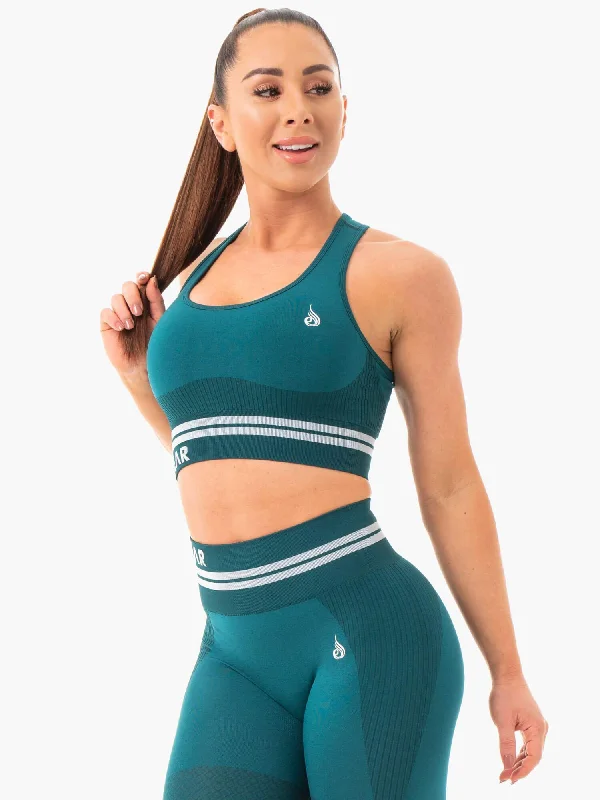 Freestyle Seamless Longline Sports Bra - Emerald Green Minimalist Wireless Bra