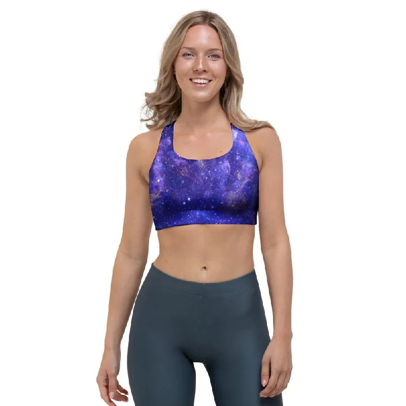 Galaxy Blue Space Sports Bra Wireless Push-Up Bra