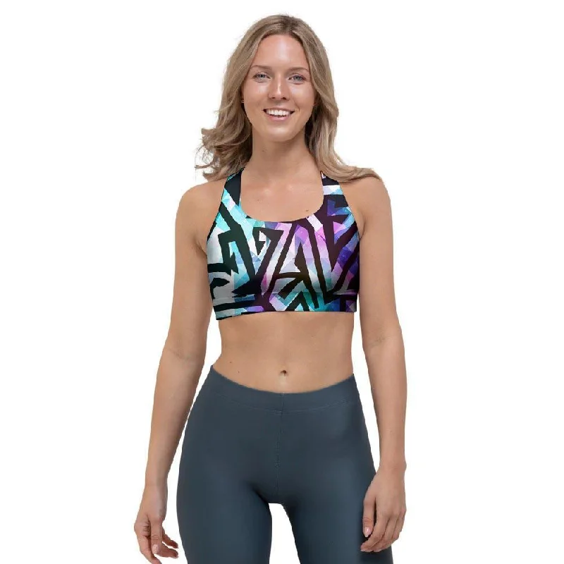 Galaxy Geometric Sports Bra Cotton Comfort Bra