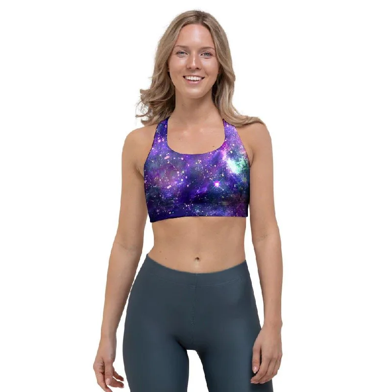Galaxy Night Print Sports Bra Smooth Push-Up Bra