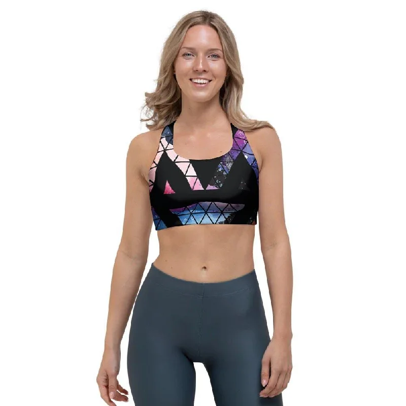 Galaxy Space Triangle Sports Bra Trendy Lace Bra