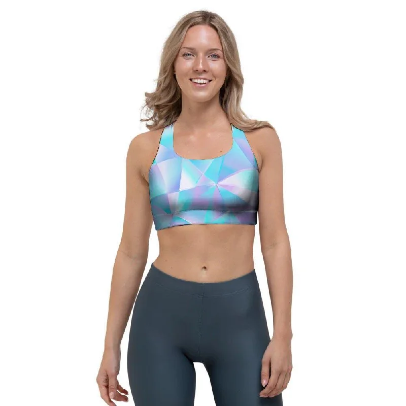 Geometric Holographic Sports Bra Seamless Wireless Bra