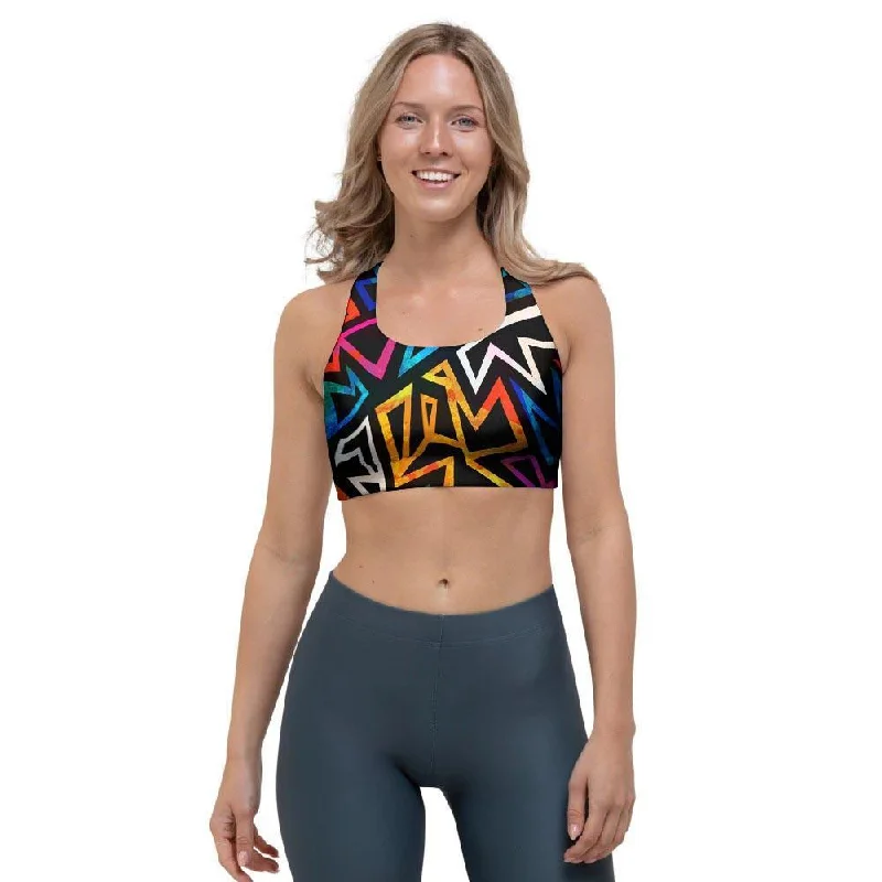 Geometric Print Sports Bra Seamless Bra Design