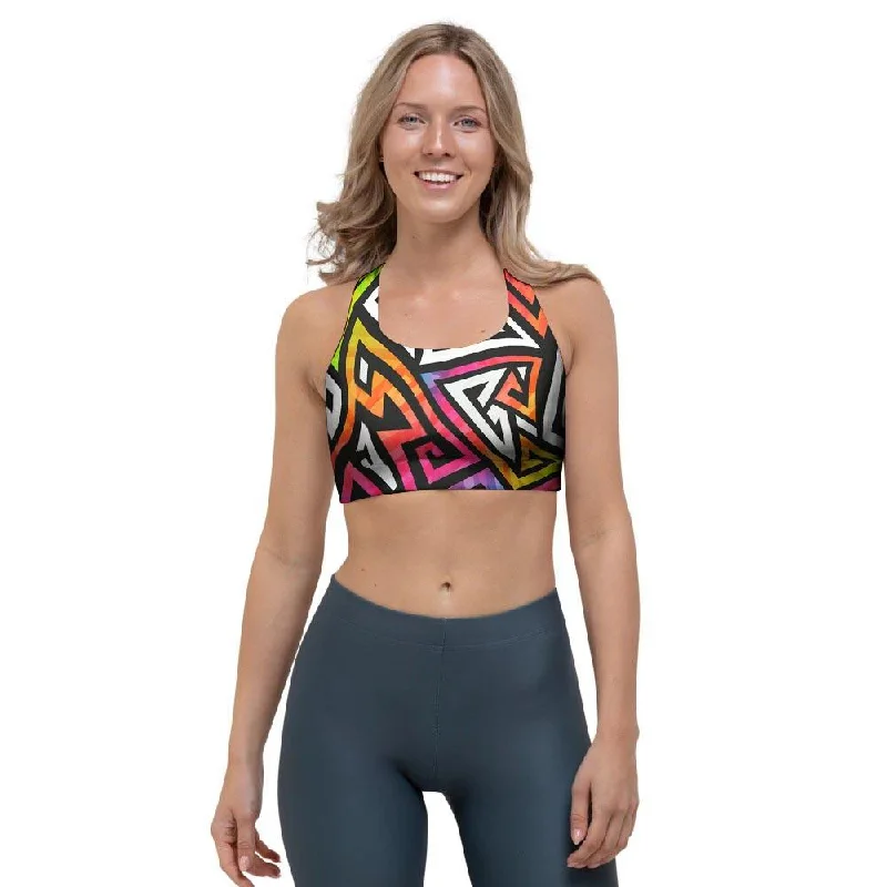 Geometric Sports Bra High Support Bra