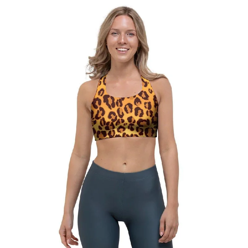 Gold Leopard Sports Bra Full Support Bra