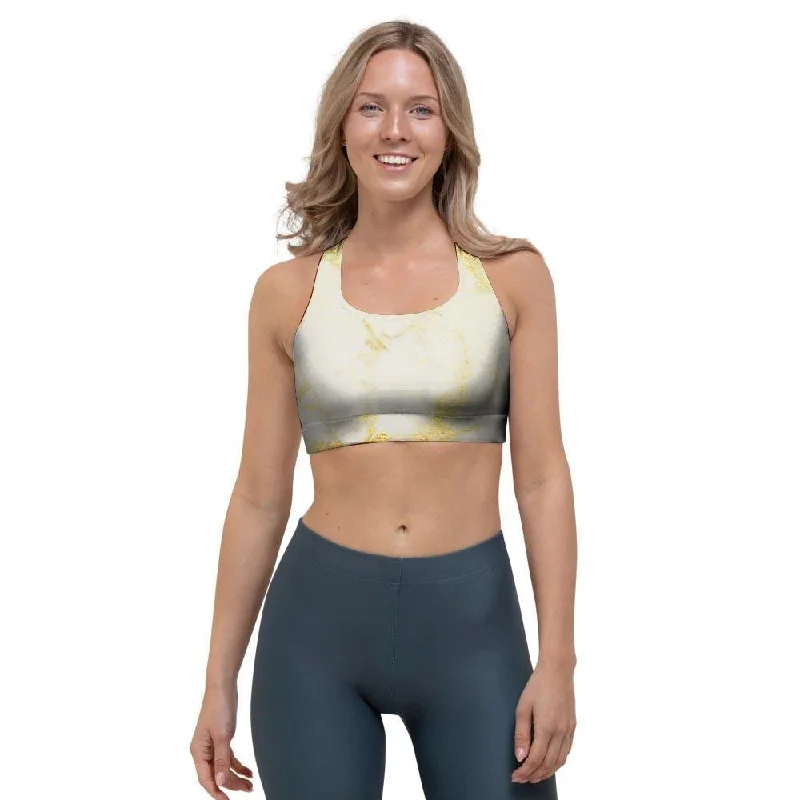 Gold Marble Sports Bra Comfortable Bralette Style