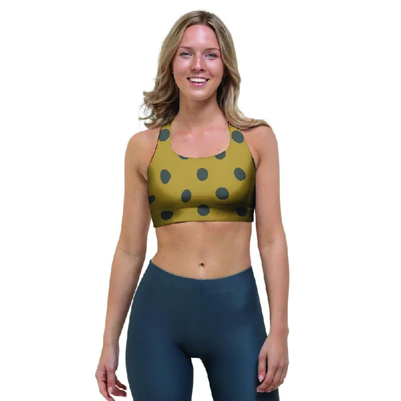 Gold Polka Dot Sports Bra Floral Lace Bra