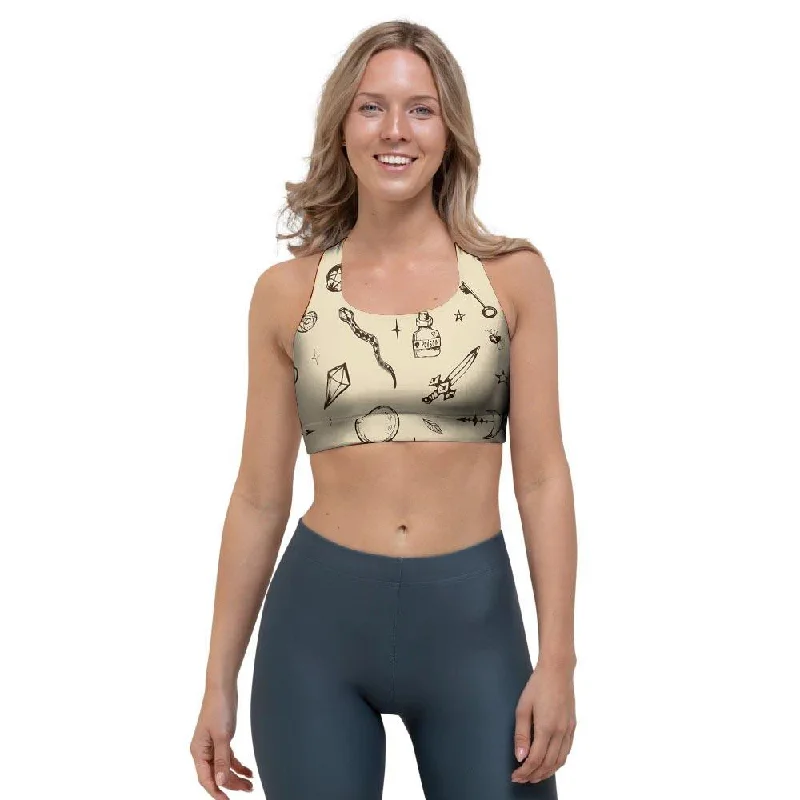 Gothic Witch Sports Bra Fashionable Push-Up Bra
