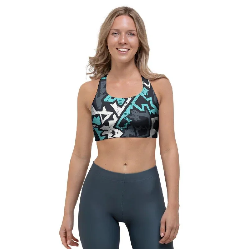 Graffiti Geometric Print Sports Bra Seamless Bra Design