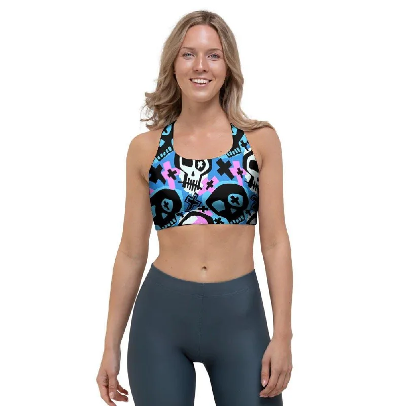 Graffiti Skull Print Sports Bra Ultra-Light Bra