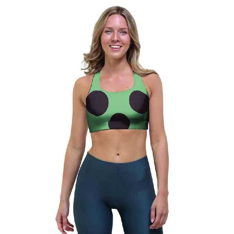 Green And Black Polka Dot Sports Bra Stylish Strapless Bra