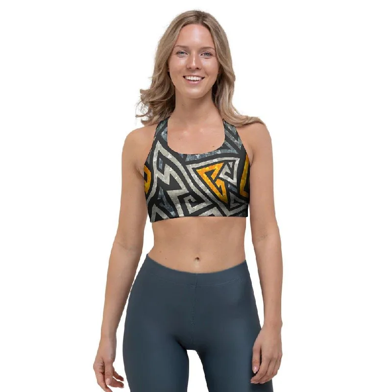 Grunge Geometric Triangle Sports Bra Lace-Trimmed Bra