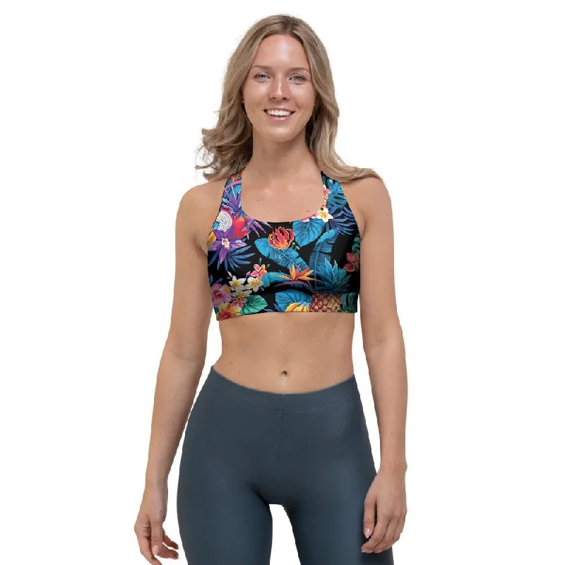Hawaiian Fruit Tropical Print Sports Bra Push-Up Wireless Bra